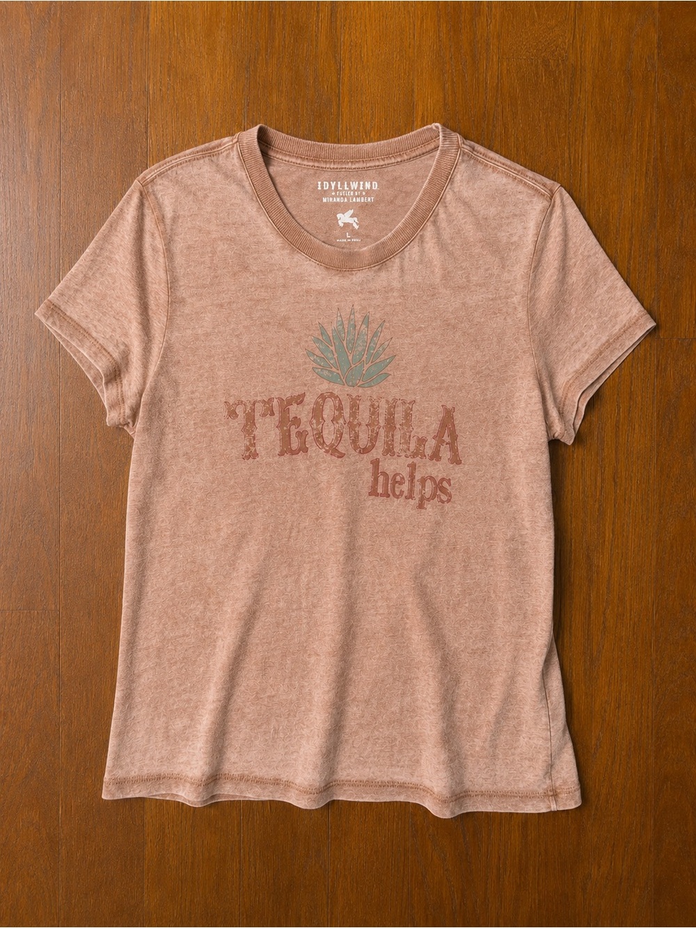Idyllwind 'Tequila Helps' Graphic Tee - Caramel Color Sz L NWOT